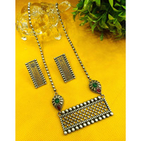 Indian german silver jewellery, Oxidized Long chain pendant set,