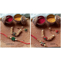 Kundan, Stone & Pearls Rakhi for Brother and Bhabhi Thread Bracelet, Couple Rakhi, Pair Rakhi, Bhaiya Rakhi for Festival Of Raksha Bandhan