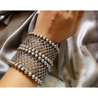 Traditional Rajasthani Silver Kada Bracelet, Broad Silver Kada, Handmade Bracelet, Party wear Silver Stud Kada, Black Polish Kada