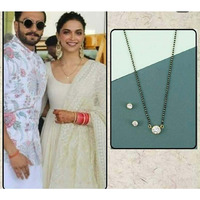 Solitaire Mangalsutra with Earrings, American diamond jewellery, single stone mangalsutra, jewellery set, Indian jewellery, Bollywood celebr