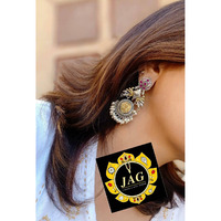 Long earrings, silver golden dual tone earring with pearl, Indian earrings, ethnic earring,stone earring, handmade, temple jewelry, kemp