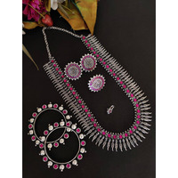 German Silver Necklace Set | Oxidized Set Statement Jewelry | Oxidized Silver Necklace | Boho Necklace | Bib Necklace | Indian Ethnic Set