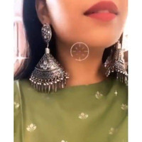 Long earrings, Indian oxidised silver earrings, German silver, ethnic jewellery, gifts for her, antique earrings