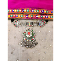 Beautiful Original Afghani Glass Work And Thread work, Statement Choker Set,Gypsy Style Choker, Boho Jewelry, Trendy Choker Set, Banjara Set