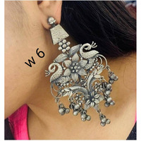 Long oxidised earrings with ghungroo, silver black Earrings, indian oxidized earrings, Long Chandelier earrings, handmade tribal jewelry,