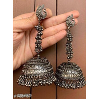 Peacock Jhumki, Indian Oxidized German Silver Jewelry,  Bollywood Jewellery,  Boho Hippie Tribal Jewellery, Oxidised Indian Earrings, Gifts