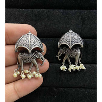 Antique Elephant Earrings Indian  Statement pearl Earrings  Bollywood Earrings gifts for her