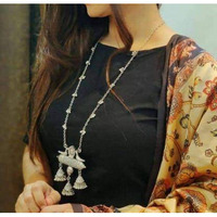 Ghungaroo necklace, oxidised Indian Jewelry, Traditional Ethnic Silver Jewelry, Boho Temple Jewelry, Handmade Oxidized Neckpiece, Antique