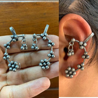 Earrings, Silver bugadi earrings, stud earrings, Indian jewelry, black polish silver hippie jewelry, handmade stud, designer boho earring