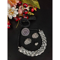 Choker set, antique oxidized choker set, black german silver choker necklace, handmade chokers, gift for her