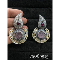 Earrings stone pearl earrings indian jewellery wedding anniversary birthday present partywear