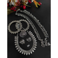Wedding theme Palki Doli, baraat, phere pendant and Choker Set of 6, german silver, black polish jewellery, indian oxidised jewel, gifts