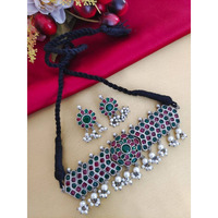 Choker set, Indian oxidised choker set, stone pearl choker set, ethnic jewellery, gifts, wedding jewelry,