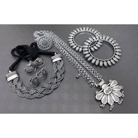 Oxidized jewellery set, silver look alike jewellery set, boho tribal jewellery , wedding/ anniversary gift set