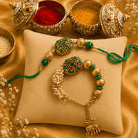 Designer Handmade Pair Rakhi for Bhaiya Bhabhi Rakhi Set, Rakhi for Brother Bhabhi, Siblings Raksha Bandhan Festival, Thread String Bracelet