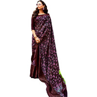 MAHATI Linen Silk Sarees with Stitched Blouse (Size: XXL)