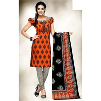 MAHATI Orange   cotton unstitched Salwar suits