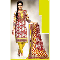 MAHATI Red   cotton  Salwar suits (Size: M)