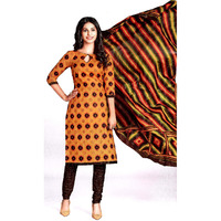 MAHATI Orange   cotton  Salwar suits (Size: L)