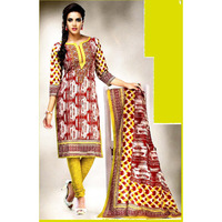 MAHATI Red   cotton  Salwar suits (Size: XL)