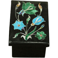 Black Onyx Trinket Boxes Amazing Floral Art Work