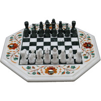 Handcrafted Oct-Angle White Marble Inlay Chess Board