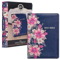 KJV Deluxe Gift Bible Printed Blue Floral with Zipper Faux Leather [Unknown]