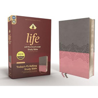 NIV, Life Application Study Bible, Third Edition, Leathersoft, Gray/Pink, Red Le [Leather / fine bindi]
