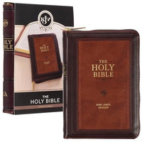 KJV Compact Bible Two-Tone Burgandy/Brown with Zipper Faux Leather [Unknown]