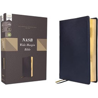 NASB, Wide Margin Bible, Genuine Leather, Calfskin, Navy, Red Letter, 1995 Text, [Leather / fine bindi]