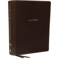 NKJV, Journal the Word Reference Bible, Leathersoft, Brown, Red Letter, Comfort  [Leather / fine bindi]