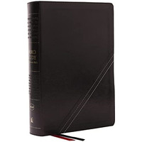 NKJV, Word Study Reference Bible, Leathersoft, Black, Red Letter, Comfort Print: [Leather / fine bindi]