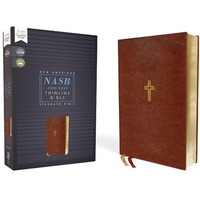 NASB, Thinline Bible, Leathersoft, Brown, Red Letter, 1995 Text, Comfort Print [Leather / fine bindi]