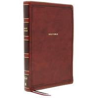 NKJV Holy Bible, Giant Print Thinline Bible, Brown Leathersoft, Red Letter, Comf [Leather / fine bindi]