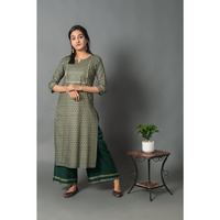 Rayon yock key hole kurta with plazzo for women (Size: S)