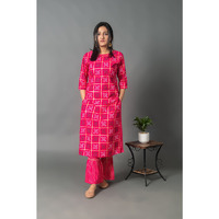Rayon bhandaj kurta with strip pant (Size: S)