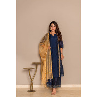 Chanderi straight embllish kurta set with orgenza duppta for women (Size: XXL)