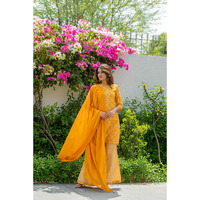 Cotton fabric floral printed lace kurta with pant and solid duppatta for women