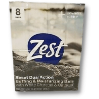 Zest Reset Dual Action With White Charcoal and Oatmeal 8 Bars Soap 4 Oz Each