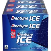 Dentyne Ice Peppermint Sugar Free Gum 16 Pieces Per Pack - Pack of 12 - 192 Pieces Total
