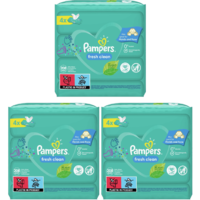 Pampers Fresh Clean Baby Wipes 3x4x52 - Total Of 624 Wipes