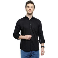 Latest Chikan Men's Regular Fit Full Sleeve Cotton Casual Shirt (Size: L, Color: BLACK)