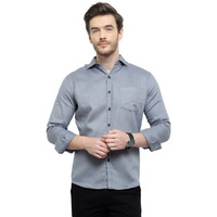 Latest Chikan Men's Regular Fit Full Sleeve Cotton Casual Shirt (Size: M, Color: GREY)