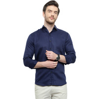 Latest Chikan Men's Regular Fit Full Sleeve Cotton Casual Shirt (Size: M, Color: NAVY)