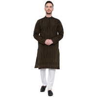 Latest Chikan Men's Cotton Regular Kurta Pjama Set - Casual Ethnic Wear (Size: S, Color: Black)