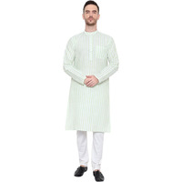 Latest Chikan Men's Cotton Regular Kurta Pjama Set - Casual Ethnic Wear (Size: 3XL, Color: Green)