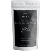 EL The Cook Whole Black Peppercorns | Aromatic Indian Spice Pepper | Natural, Vegan, Gluten Free, NON-GMO, Resealable Bag | Ideal for Cooking, Seasoning & Grinder/Pepper Mill Refill | 7oz (2 x 100gm) (Flavor: Black Pepper)
