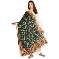 Mesmerizing Handmade Phulkari Dupatta with Snake Pattern Design and Gotta Work By The Amritsar Store