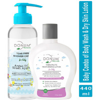 Donum Naturals Baby Combo Pack Of Tear Free Body Wash and Massage Oil Lotion - (Each 220 ml) | Balances PH values and for all skin types |