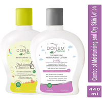 Donum Naturals Baby  Combo of  Oatmeal & Vitamin F Moisturizing Lotion & Therapeutic Dry Sensitive Skin Massage Oil Lotion (Each 220 ml) | Best Moisturizer | Intensive Moisturizing and daily Nourshing Cream for Sensitive Skin